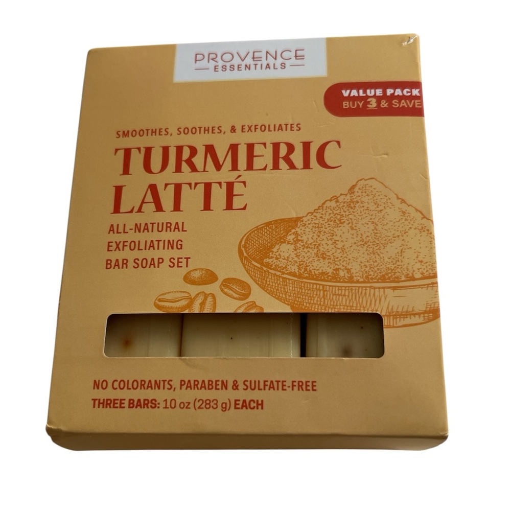 Provence Essentials Turmeric Latte Bar Soap 3 Pack 10 Oz Each Natural